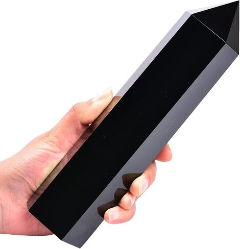 Large Black Obsidian Crystal Tower Natural Healing Crystal Point Wand Obelisk 6 Faceted Reiki Chakra Meditation Therapy Home Decor Gift 2-2.5 LBS in Saudi Arabia