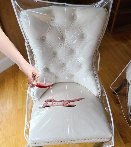 CAMZ 4 Pack Plastic Dining Chair Covers, PVC Clear Chair Seat Covers Waterproof Heavy Duty Kitchen Chair Slipcover for Party No Dust/Dirt/Spill (Set of 4) in Saudi Arabia