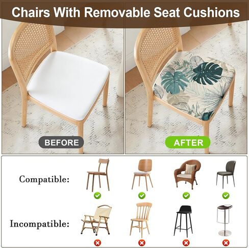 BVBOX Seat Covers Set of 4 for Dining Room Chairs Stretch Multi-Style Dining Chair Covers Washable Removable Cushion Slipcovers Seat Protector (Tropical Layered Leaves, Set of 4) in Saudi Arabia