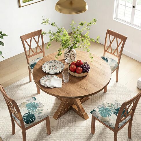 BVBOX Seat Covers Set of 4 for Dining Room Chairs Stretch Multi-Style Dining Chair Covers Washable Removable Cushion Slipcovers Seat Protector (Tropical Layered Leaves, Set of 4) in Saudi Arabia