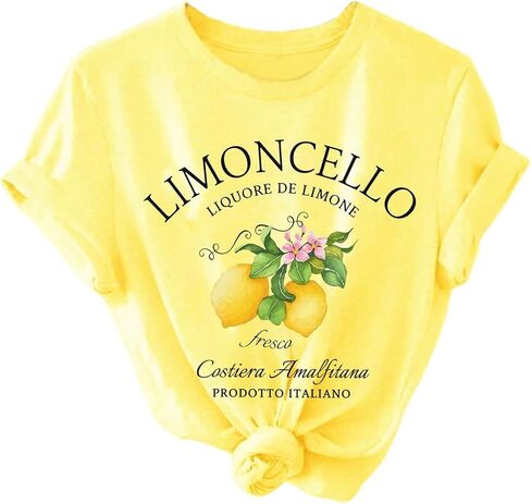 SOLY HUX Women's Lemon Shirts Short Sleeve Crew Neck Graphic Tees Summer T-Shirt Vacation Tops in Saudi Arabia