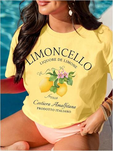 SOLY HUX Women's Lemon Shirts Short Sleeve Crew Neck Graphic Tees Summer T-Shirt Vacation Tops in Saudi Arabia