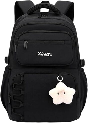 EKUIZAI Girls School Backpack for Kids Middle Elementary School Bag for Students Solid Color Girls Bookbag, Black in Saudi Arabia