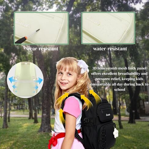 EKUIZAI Girls School Backpack for Kids Middle Elementary School Bag for Students Solid Color Girls Bookbag, Black in Saudi Arabia