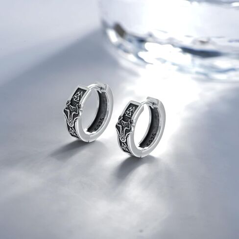 OHAYOO Wolf Earrings for Men 925 Sterling Silver Viking Wolf Hoop Earrings Viking Jewelry Gift for Men in Kuwait