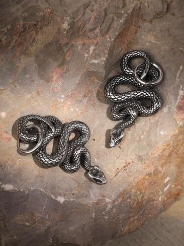 HAQUIL Snake Earrings, Gothic Snake Serpent Dangle Drop Earrings, Goth Jewelry Gift for Men and Women in Kuwait