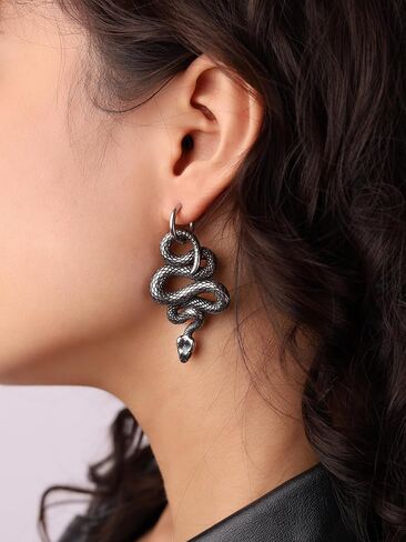 HAQUIL Snake Earrings, Gothic Snake Serpent Dangle Drop Earrings, Goth Jewelry Gift for Men and Women in Kuwait