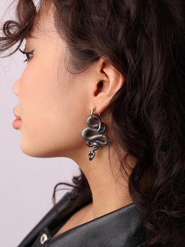 HAQUIL Snake Earrings, Gothic Snake Serpent Dangle Drop Earrings, Goth Jewelry Gift for Men and Women in Kuwait