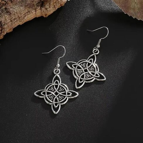 Retro Punk Wiccan Witch's Knot Celtic Knot Pendant Earrings for Men Women Fashionable Irish Amulet Jewelry Gifts in Kuwait