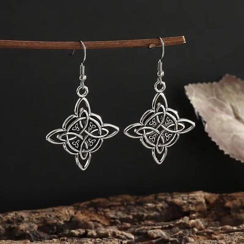 Retro Punk Wiccan Witch's Knot Celtic Knot Pendant Earrings for Men Women Fashionable Irish Amulet Jewelry Gifts in Kuwait