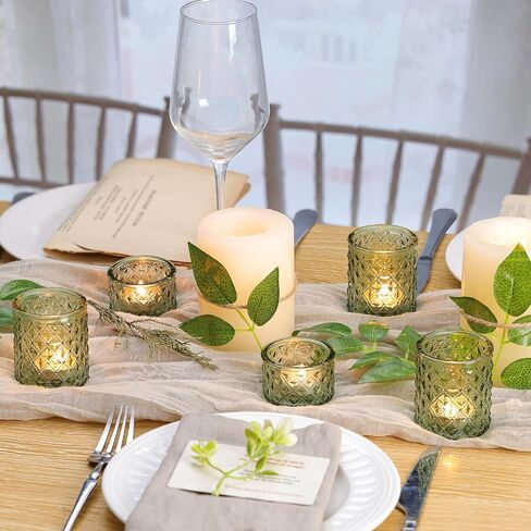 36 Pack Green Votive Candle Holders, Mixed Heights Glass Tealight Holders for Wedding Table Centerpiece, Bridal Shower, Tea Party, Summer & Everyday Home Decor in Saudi Arabia