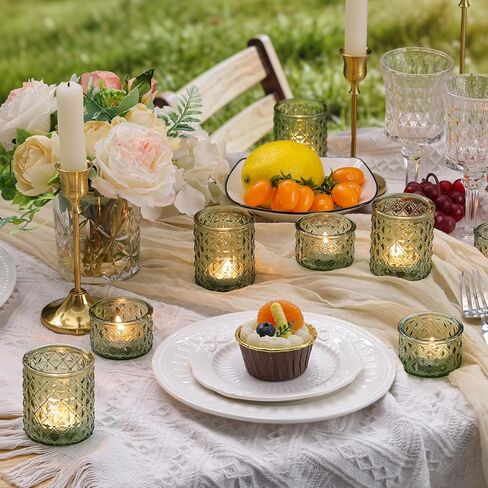 36 Pack Green Votive Candle Holders, Mixed Heights Glass Tealight Holders for Wedding Table Centerpiece, Bridal Shower, Tea Party, Summer & Everyday Home Decor in Saudi Arabia