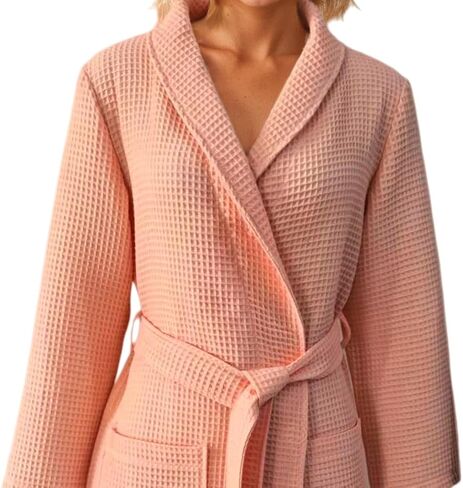 Women's Turkish Waffle Robe, Lightweight Cotton Long Bathrobe for Women in Kuwait