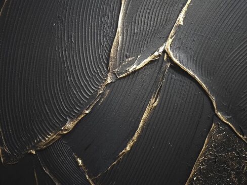 WENGTIAO Hand Painted Pure Black Wall Art Abstract Oil Painting With Gold Dust Thick Texture Modern Artwork 56x28 inch Large Minimalist Art on Canvas for Living Room Office Corridor Home Decor in Saudi Arabia