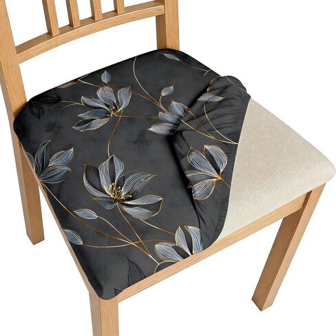 BVBOX Seat Covers Set of 4 for Dining Room Chairs Stretch Multi-Style Dining Chair Covers Washable Removable Cushion Slipcovers Seat Protector (Tropical Layered Leaves, Set of 4) in Saudi Arabia