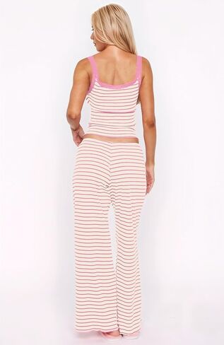 MISSACTIVER Women’s Striped 2 Piece Lounge Set Henley Tank Tops Camisole Wide Leg Pants Matching Pajama Set Summer Outfit in Kuwait