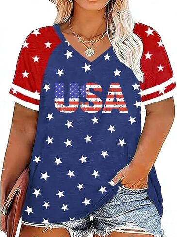 4th of July Outfits for Women Patriotic Shirts for Women Plus Size Celebrating 250 Years of America's Greatness in Kuwait