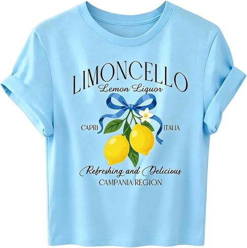 SOLY HUX Women's Lemon Shirts Short Sleeve Crew Neck Graphic Tees Summer T-Shirt Vacation Tops in Saudi Arabia