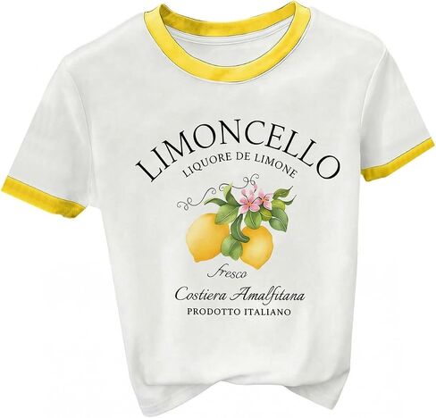 SOLY HUX Women's Lemon Shirts Short Sleeve Crew Neck Graphic Tees Summer T-Shirt Vacation Tops in Saudi Arabia
