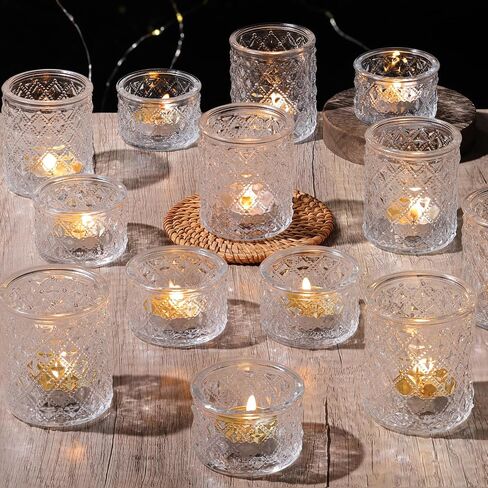 36 Pack Green Votive Candle Holders, Mixed Heights Glass Tealight Holders for Wedding Table Centerpiece, Bridal Shower, Tea Party, Summer & Everyday Home Decor in Saudi Arabia