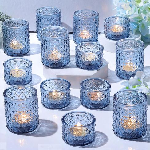 36 Pack Green Votive Candle Holders, Mixed Heights Glass Tealight Holders for Wedding Table Centerpiece, Bridal Shower, Tea Party, Summer & Everyday Home Decor in Saudi Arabia