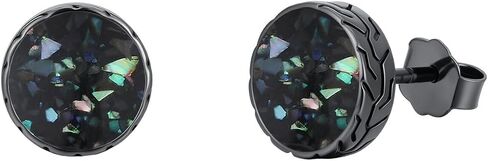 Black Stud Earrings Abalone Shell/Black Onyx/Malachite/Turquoise Round Earrings Jewelry Mothers Day Birthday Gifts for Men Women in Saudi Arabia