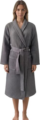 Women's Turkish Waffle Robe, Lightweight Cotton Long Bathrobe for Women in Kuwait