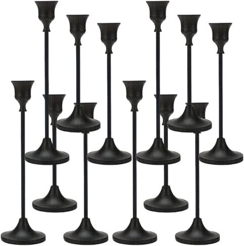 4 Sets(12 Pcs) Candle Stick Holders，Brass Gold Metal Taper Candle Holders, Vintage Modern Decorative Centerpiece Candlestick Holders for Table Mantel Wedding Housewarming Gift in Saudi Arabia
