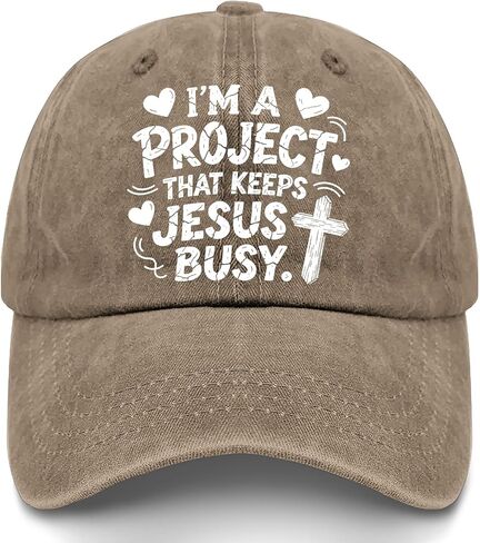 I'm A Project that Keeps Jesus Busy Hat for Women Soft Washed Distressed in Kuwait