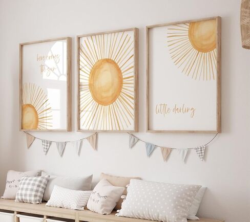 Flowers and Nursery Quote Canvas Painting 3 Pieces In a Field of Roses She is a Wildflower Poster Prints Wall Pictures Home Girl Nursery Baby Room Decoration with Wooden Inner Frame in Saudi Arabia