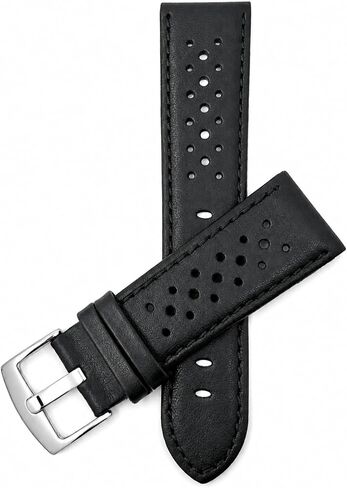 حزام فرقة الساعات الجلدية من Bandini Mens ، Vented ، Racer ، GT Rally ، Buckle Stainless Steel ، 10 ألوان - 18 مم ، 20 مم ، 22 مم ، 24 ملم (العديد من الأحجام تأتي أيضًا في XL طويلة جدًا) in Kuwait