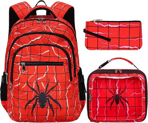 Boys Backpack with Lunch Box for Kids for Age 6-8 8-10 10-12School Bag for Middle High School Primary Preppy Bookbag Black in Saudi Arabia