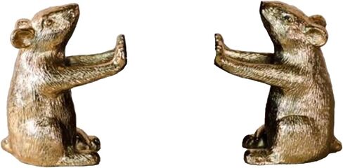 Gold Mouse Bookends - Set of 2 Whimsical Animal Figurines - Decorative Desk and Shelf Organizers - Charming Sculptures for Home & Office Decor in Saudi Arabia