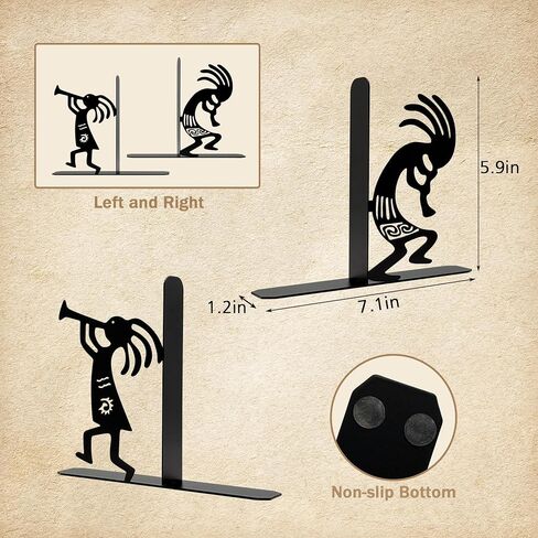 Unique Dancing Kokopelli Metal Bookends, Native American Decorative Bookends, Southwest Decor, Aztec Decor, Gifts for Arizona Souvenirs Kokopelli Lover in Saudi Arabia