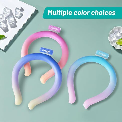 NEWGO Neck Cooling Tube Reusable Ice Cooler Cold Pack for Summer Heat, Ice Neck Ring for Outdoor Workers, Athletes, Sports Enthusiasts, Hot Flash Sufferers, Campers, Blue-Yellow Gradient in Kuwait
