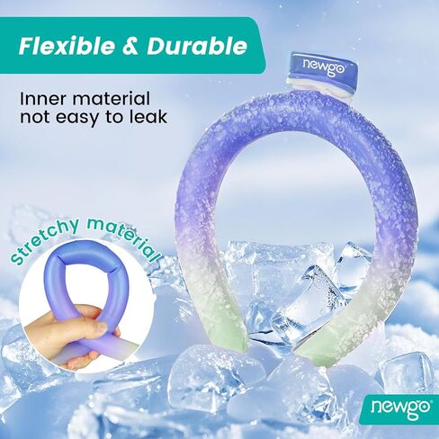 NEWGO Neck Cooling Tube Reusable Ice Cooler Cold Pack for Summer Heat, Ice Neck Ring for Outdoor Workers, Athletes, Sports Enthusiasts, Hot Flash Sufferers, Campers, Blue-Yellow Gradient in Kuwait