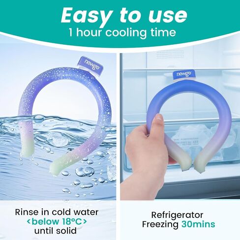 NEWGO Neck Cooling Tube Reusable Ice Cooler Cold Pack for Summer Heat, Ice Neck Ring for Outdoor Workers, Athletes, Sports Enthusiasts, Hot Flash Sufferers, Campers, Blue-Yellow Gradient in Kuwait