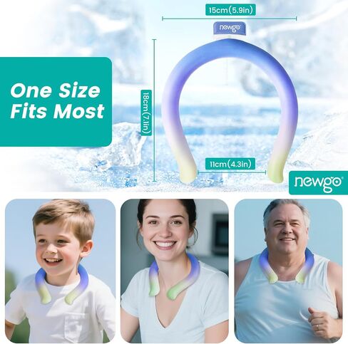 NEWGO Neck Cooling Tube Reusable Ice Cooler Cold Pack for Summer Heat, Ice Neck Ring for Outdoor Workers, Athletes, Sports Enthusiasts, Hot Flash Sufferers, Campers, Blue-Yellow Gradient in Kuwait