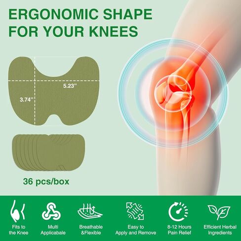 36 Count Knee Patches, Warming Herbal Patches for 8-Hour Long Lasting Reducing of Joint Uncomfortable, Wormwood Extract Sticker for Knee, Back, Neck, Shoulder in Saudi Arabia