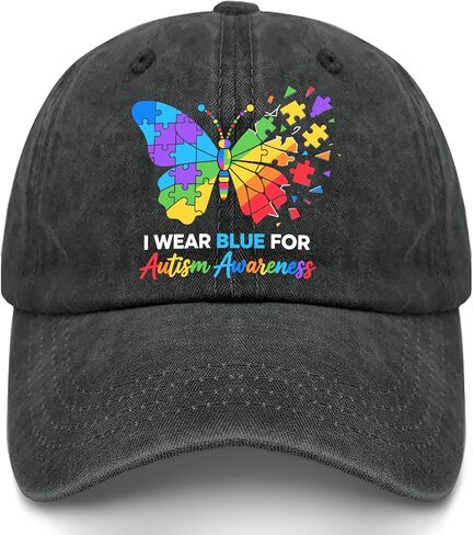 I Wear Blue-for Autism Awareness Hats for Women Low Profile Washed Distressed in Kuwait
