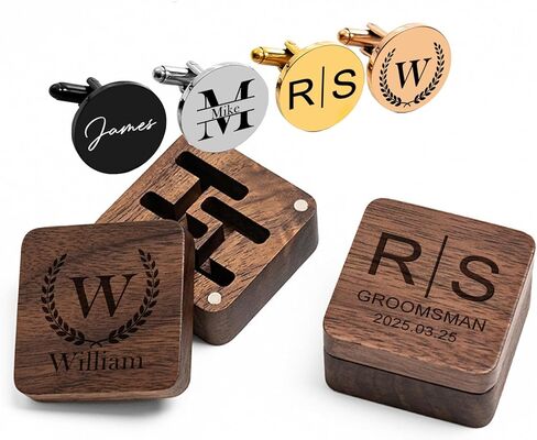 Custom Engraved Cuff Links Mens Initial Name Cufflinks for Men Custom Wedding Gifts Cufflinks for Groom Best Man Groomsman Father Of The Bride Valentine's Day Gift Wedding Gift for Husband in Kuwait
