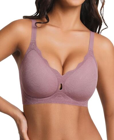 habibee Jelly Bras for Women No Underwire Push Up Scalloped Lace Bra Wireless Seamless Bras Full Coverage Bralettes in Saudi Arabia