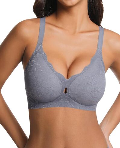 habibee Jelly Bras for Women No Underwire Push Up Scalloped Lace Bra Wireless Seamless Bras Full Coverage Bralettes in Saudi Arabia
