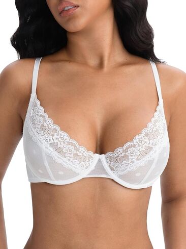 Sexy Lace Bra Sheer Plunge Unlined Bras Demi Balconette See Through Underwire Bralette for Women in Saudi Arabia