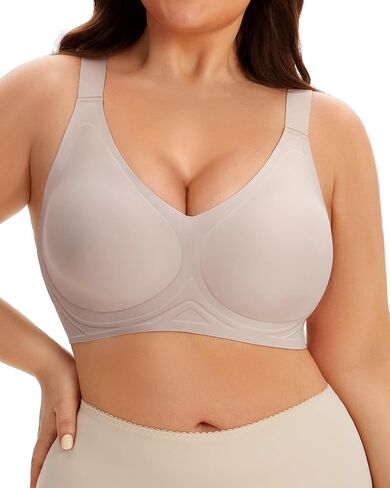 Wireless Jelly Bra for Women Plus Size Full Coverage No Underwire Push Up Bras Support Lift Seamless T-Shirt Bra in Kuwait