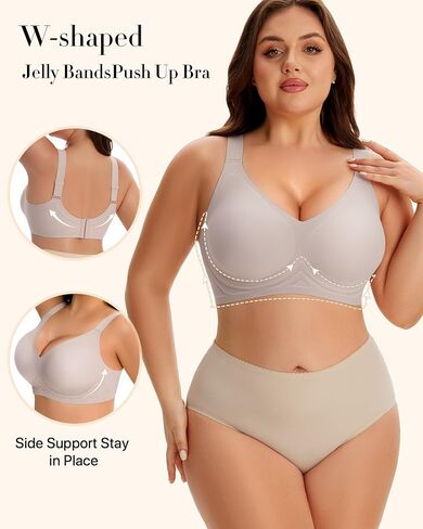 Wireless Jelly Bra for Women Plus Size Full Coverage No Underwire Push Up Bras Support Lift Seamless T-Shirt Bra in Kuwait