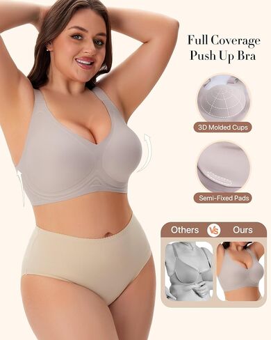 Wireless Jelly Bra for Women Plus Size Full Coverage No Underwire Push Up Bras Support Lift Seamless T-Shirt Bra in Kuwait