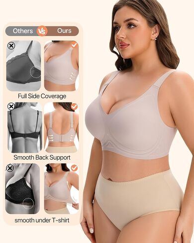 Wireless Jelly Bra for Women Plus Size Full Coverage No Underwire Push Up Bras Support Lift Seamless T-Shirt Bra in Kuwait