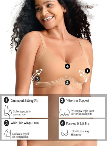 Wireless Supportive Bras with Soft Cup,Seamless Full Coverage with Fixed Pads,Adjustable Straps&Wide Band in Saudi Arabia