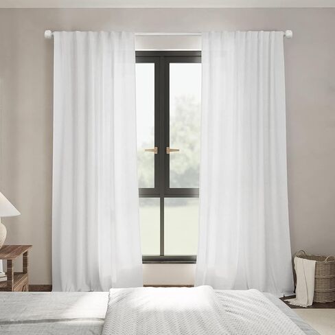 Boho Wooden Curtain Rods for Windows 68-140 Inches, 1 Inch Adjustable Long 72-144 Inch White Decorative Curtain Rods with Leaf Finials, Heavy Duty Telescoping Window Treatment Rod for Living Room in Saudi Arabia